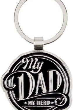 1220000135222 Black Metal Scripture Keychain for Dads  My Dad My Hero Proverbs 14:26 Bible V"