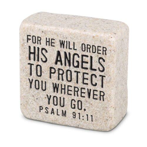 667665407072 His Angels Scripture Stone