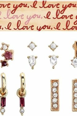 195002604346 Mini Bling 5 Pair Set In Decorated Pinewood Box I Love You Everyday (Earring)