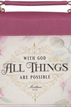 1220000139176 Fashion Bible Cover with God All Things Vintage Rose Mathew 19:26 Faux Leather